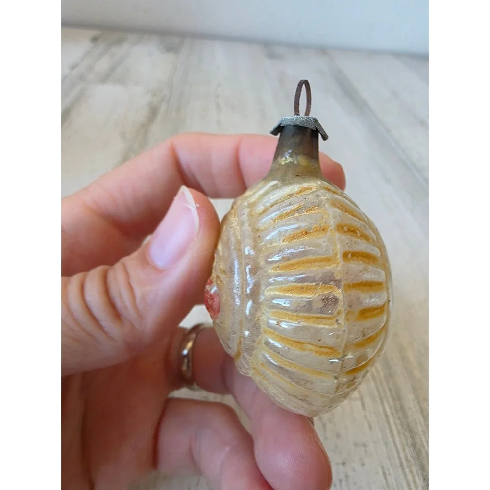Antique flower medallion mercury glass ornament Xmas tree